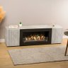 Тумба под ТВ с биокамином SteelHeat LIVORNO IMPULSE 140 см (корпус серый бетон / фасады мрамор) фото 2