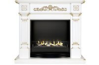 Биокамин в портале Firezo Florina Белый дуб патина золото, стандарт